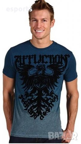 Мъжка тениска Affliction Employ Seek & Destroy Blue синя S Small, снимка 2 - Тениски - 25978703
