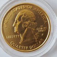 State Quarter GOLDEN PLATE 25 cents 1999 год. CONNECTICUT-1788 UNC, снимка 4 - Нумизматика и бонистика - 19323412