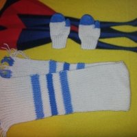 Бебешки комплект ръкавички и шал ръчно плетени, снимка 1 - Шапки, шалове и ръкавици - 22968253