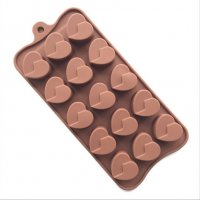 Разполовени сърца сърце силиконов молд форма бонбони шоколад желирани украса декорация торта глина с, снимка 1 - Форми - 20669557