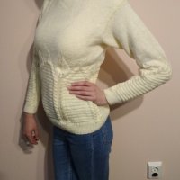 Ръчно плетена блуза с интересна плетка, снимка 7 - Блузи с дълъг ръкав и пуловери - 15652415