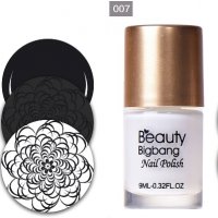 BeautyBigBang черен бял плътен лак за нокти плочка щампа за рисуване и декорация на маникюр, снимка 1 - Продукти за маникюр - 25365452