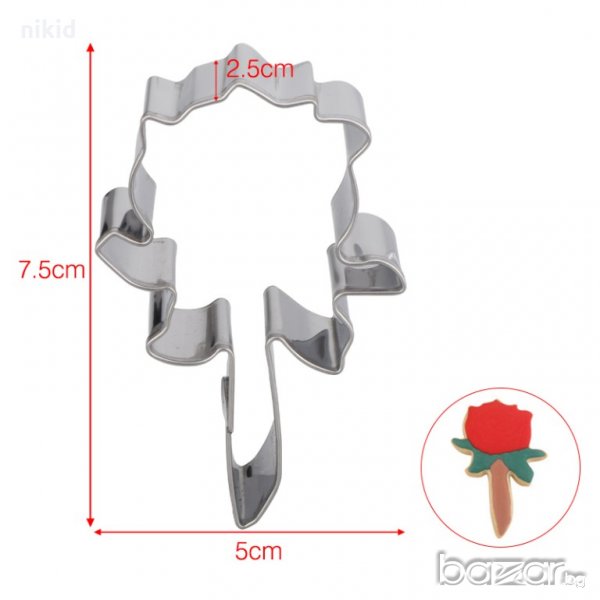 Цяла Роза метален резец форма украса торта фондан бисквитки сладки, снимка 1