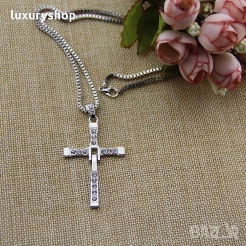 БЕЗПЛАТНА ДОСТАВКА!От филма Бързи и яростни, висулка, Доминик Торето, кръст, мъжки огърлица, синджир