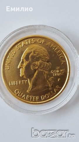 State Quarter GOLDEN PLATE 25 cents 1999 год. CONNECTICUT-1788 UNC, снимка 4 - Нумизматика и бонистика - 19323412