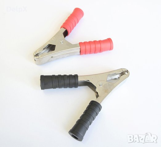 Щипка крокодил за акумулатор черен/червен 115mm, снимка 1