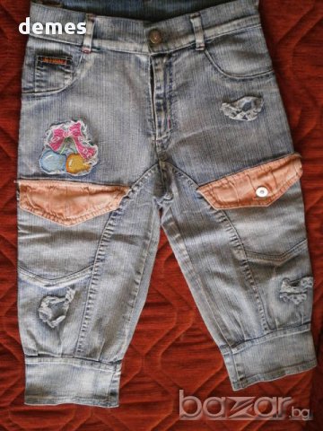 Дънков панталон 7/8 за момиче, нов, размер 3-4/години/ и 4-5/години/, снимка 1 - Детски панталони и дънки - 10726538