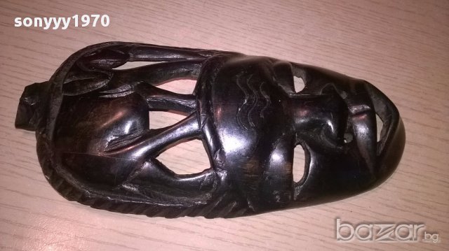 Африканска стара маска-дърво-21х11см-внос швеицария, снимка 10 - Антикварни и старинни предмети - 17307609