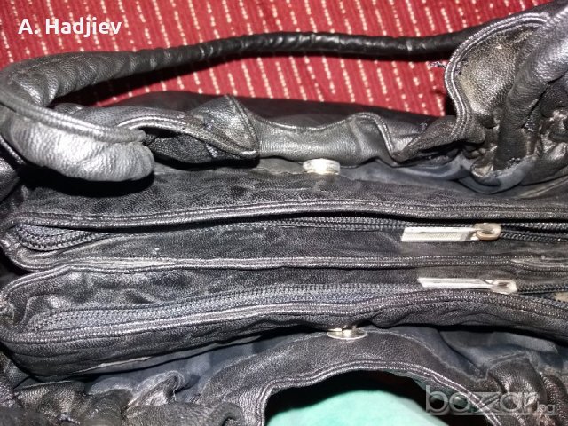 черна кожена чанта, снимка 2 - Чанти - 19497443