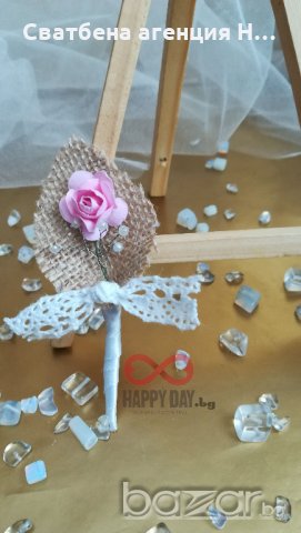 Сватбена бутониера за ревер Ембърли, снимка 2 - Сватбени аксесоари - 21060938