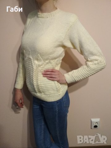 Ръчно плетена блуза с интересна плетка, снимка 7 - Блузи с дълъг ръкав и пуловери - 15652415