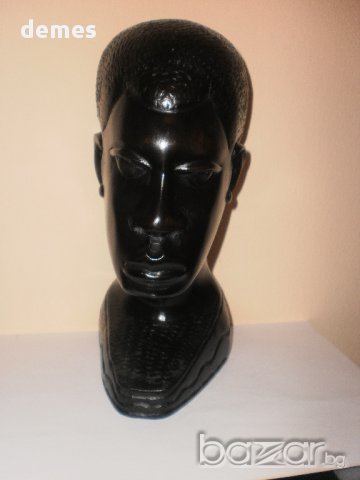 Глава на мъж-фигура от абанос, голяма , снимка 2 - Антикварни и старинни предмети - 8740569