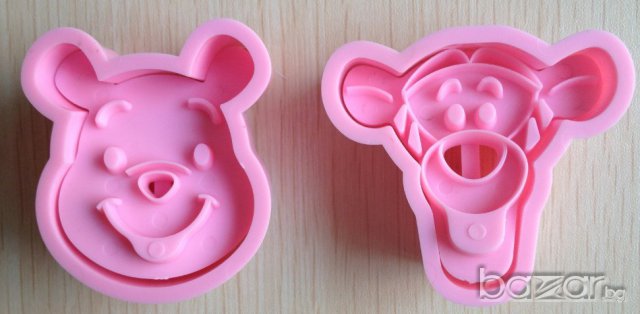 К-т форми 2бр. резец резци тигър и мечо пух пластмасови релеф за фондан тесто сладки пластелин форма