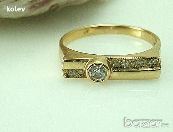 златен пръстен - правоъгълник - 3.28 грама , снимка 1 - Пръстени - 11162477