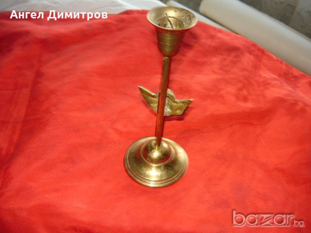 Страхотен бронзово месингов свещник Ангел , снимка 8 - Антикварни и старинни предмети - 18238269
