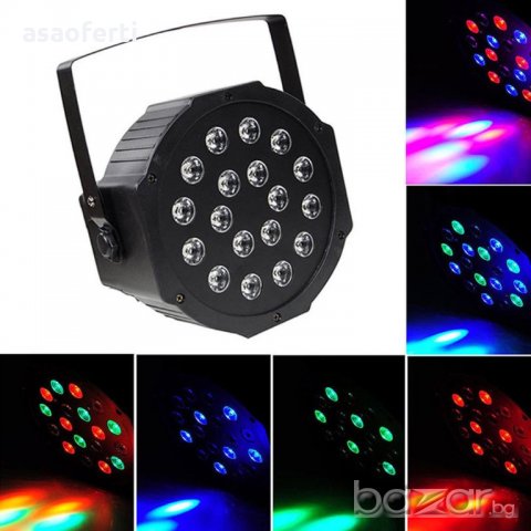 Диско прожектор с 18 цветни диода, снимка 1 - Прожектори - 20144105