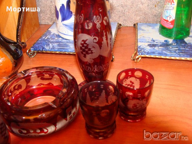  Кристален комплект рубин разпродажба , снимка 4 - Антикварни и старинни предмети - 21195428