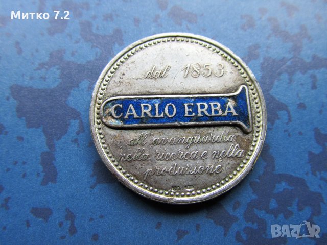 Стар сребърен медал - Carlo Erba, снимка 2 - Колекции - 23029092