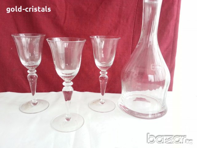 кристална гарафа и 3бр чаши, снимка 5 - Антикварни и старинни предмети - 19990767