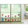 стикер лепенка за стена прозорец кухня цветя в саксии и вази с пеперуди самозалепващ, снимка 1