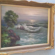 Стара картина Море на Григорий Лебски , снимка 5 - Картини - 10439352