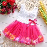 детска рокля перли-листа 12 розова.., снимка 1 - Бебешки рокли - 16999442