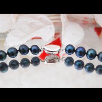 Колие *Шик* от естествени черни перли 9-10мм,АА, снимка 4 - Колиета, медальони, синджири - 21341284