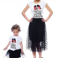 МАМА И АЗ! Дизайнерски тениски CINDERELLA LOUBOUTIN за Мама и Дете! Поръчай модел с твоя Идея!, снимка 1 - Тениски - 16097143