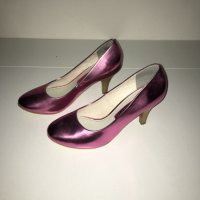 Немски ефектни кожени розови обувки Tamaris номер 36 и номер 37, снимка 5 - Дамски обувки на ток - 24276061