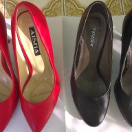 обувки на ток черни и червени, снимка 1 - Дамски обувки на ток - 18093084