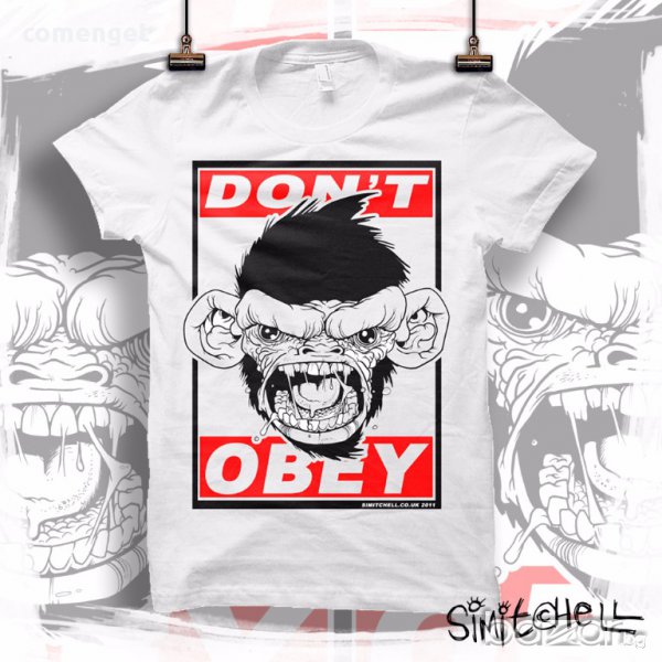 Ново! Уникална мъжка тениска Obey със страхотен дизайн! Бъди различе, поръчай модел с твоя снимка!, снимка 1