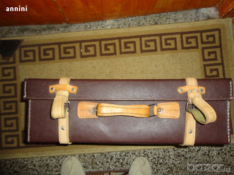 ПРОДАВАМ КОЖЕН КУФАР ПОДСИЛЕН раз  56/18  дълб  18, снимка 1