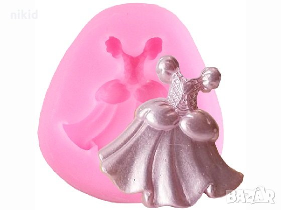 Малка приказна принцеска рокля силиконов молд форма декорация и украса торта фондан бисквитки, снимка 1