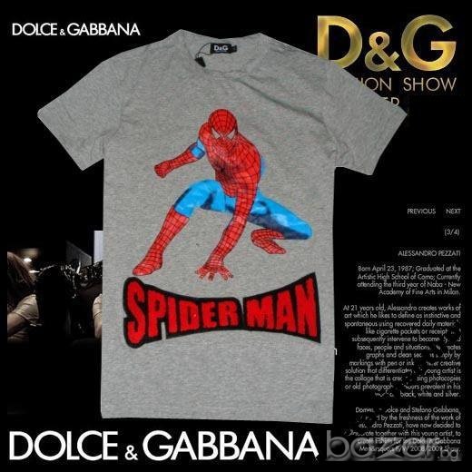 D&G Dolce and Gabbana Grey Spider-Man Мъжка Тениска size 44 (XS), снимка 1
