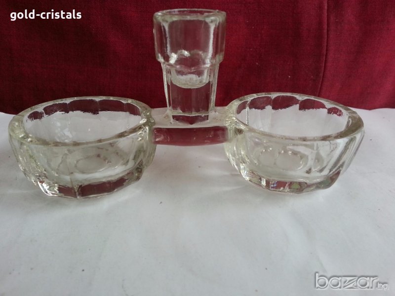 стара стъклена солница , снимка 1