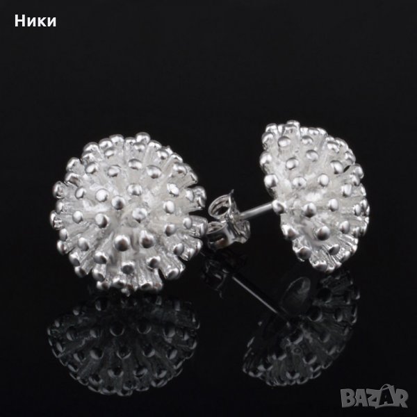 Нови обеци със сребърно покритие 925 - таралеж -мод.7, снимка 1