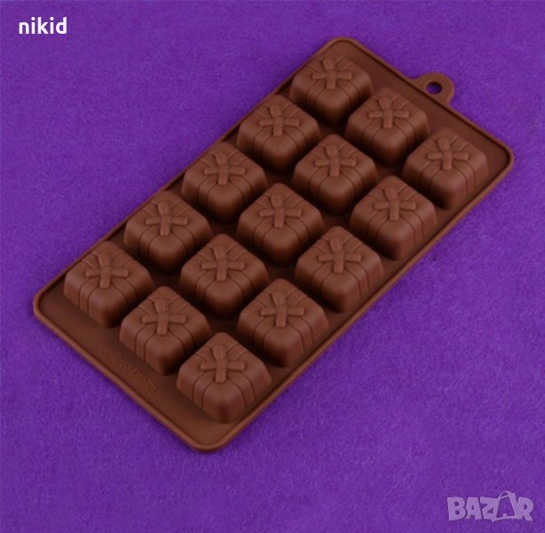 3D Подарък подаръчета кутийки с пандела силиконов молд форма декорация торта фондан шоколад бонбони , снимка 1