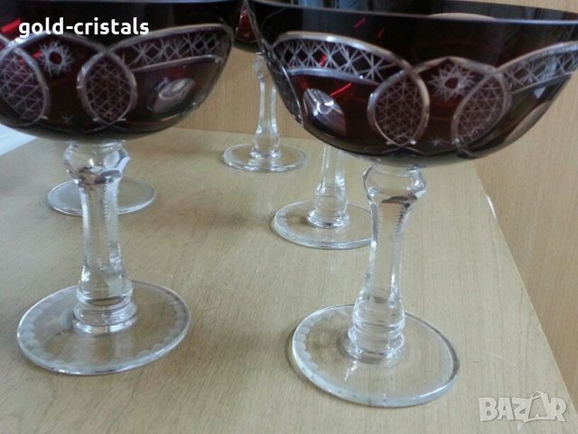 сервиз кристални чаши цветен кристал, снимка 2 - Антикварни и старинни предмети - 25662847