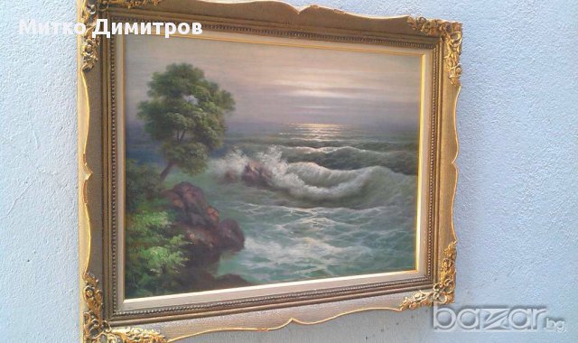 Стара картина Море на Григорий Лебски , снимка 5 - Картини - 10439352