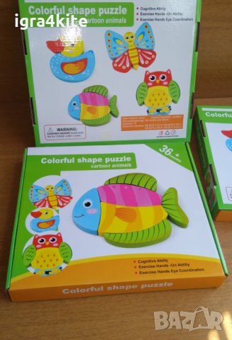 Комплект 4 бр. дървени животинчета пъзели със съставни части , снимка 3 - Образователни игри - 26162393
