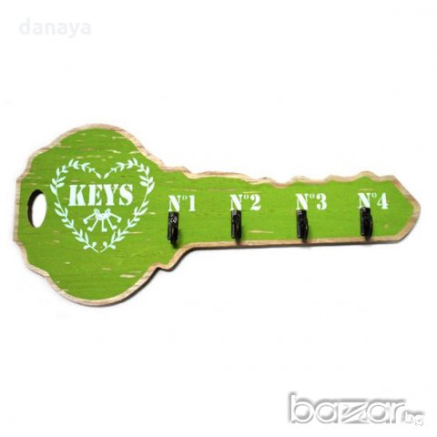Декоративна дървена закачалка за ключове с форма на ключ в стил винтидж, снимка 7 - Декорация за дома - 20700642
