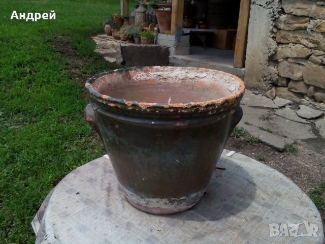 Стара керамична саксия,керамика, снимка 3 - Антикварни и старинни предмети - 22150503