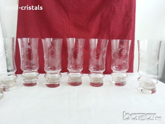 кристални чаши гравирани, снимка 1 - Антикварни и старинни предмети - 19802906