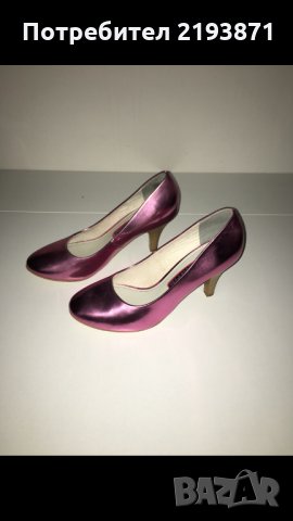 Немски ефектни кожени розови обувки Tamaris номер 36 и номер 37, снимка 5 - Дамски обувки на ток - 24276061