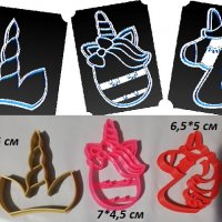 Еднорог Unicorn рог пластмасов резец форма фондан тесто бисквитки, снимка 1 - Форми - 25415405