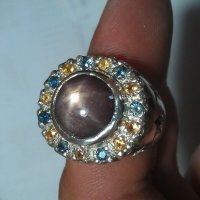 Сребърен пръстен със сапфири, снимка 1 - Пръстени - 18977006