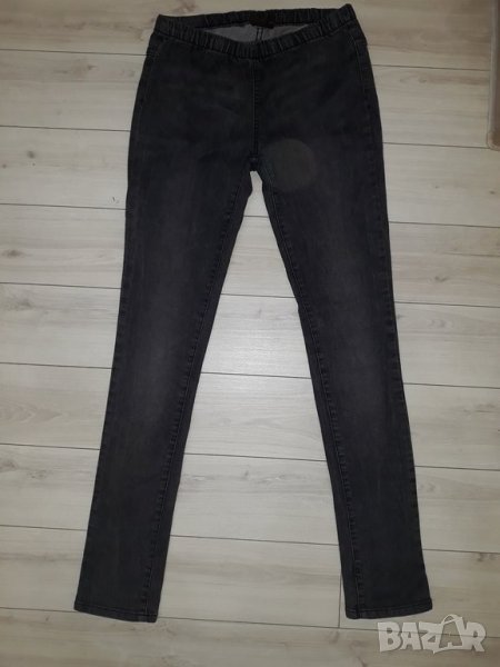 Тъмно сиви дамски дънки с ластик марка Pieces, снимка 1