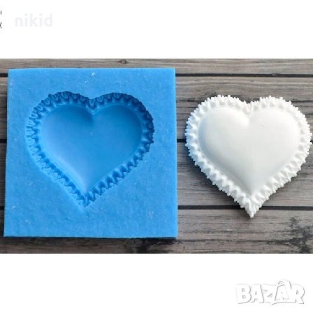 Изпъкнало сърце с контур силиконов молд форма за декорация торта фондан шоколад и др , снимка 1