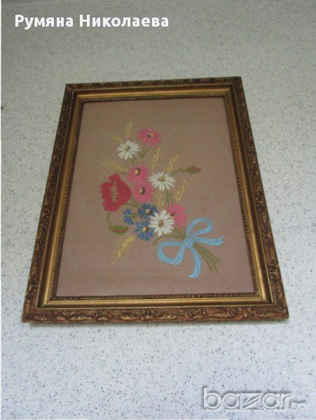 бродиран гоблен - полски цветя, снимка 1