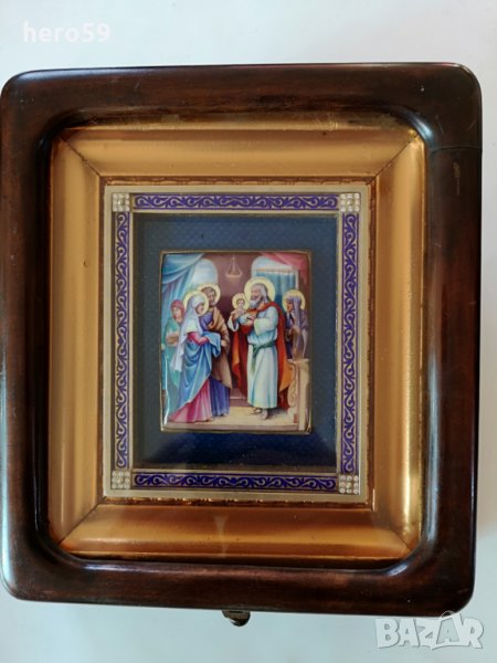 Стара Царска Русия сребърна сребро 84 икона с емайл, снимка 1